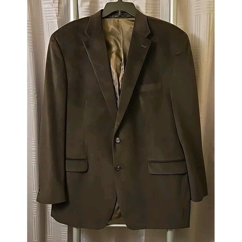 Chaps Blazer‎ Men's Size 46L Brown Velvet Feel Lined Sport Coat Jacket